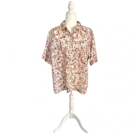 Coldwater Creek Southwest Print Linen Plus Size Top - Picture 1 of 4